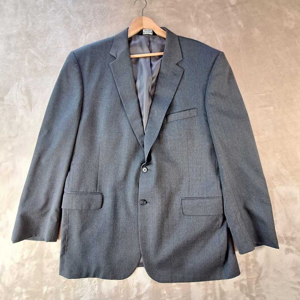 Jos A Bank Signature Suit Jacket Mens 46R Gray 100% Wool Single Vent 2 Button